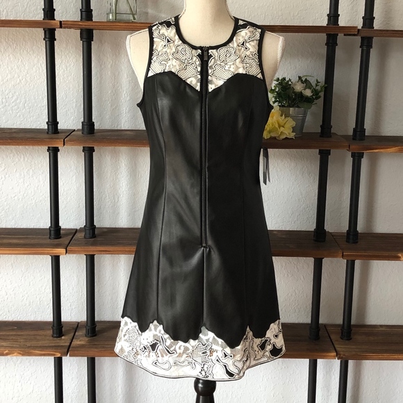 Guess Dresses & Skirts - GUESS LEATHER AND LACE A -LINE DRESS SIZE 6